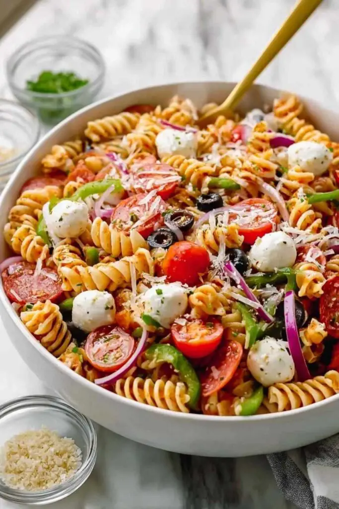 Salade de Pâtes Italienne Rapide 2 salade pates italienne rapide recette complete Salade de Pâtes Italienne Rapide