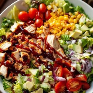 Salade de poulet BBQ hachée servie dans un grand bol