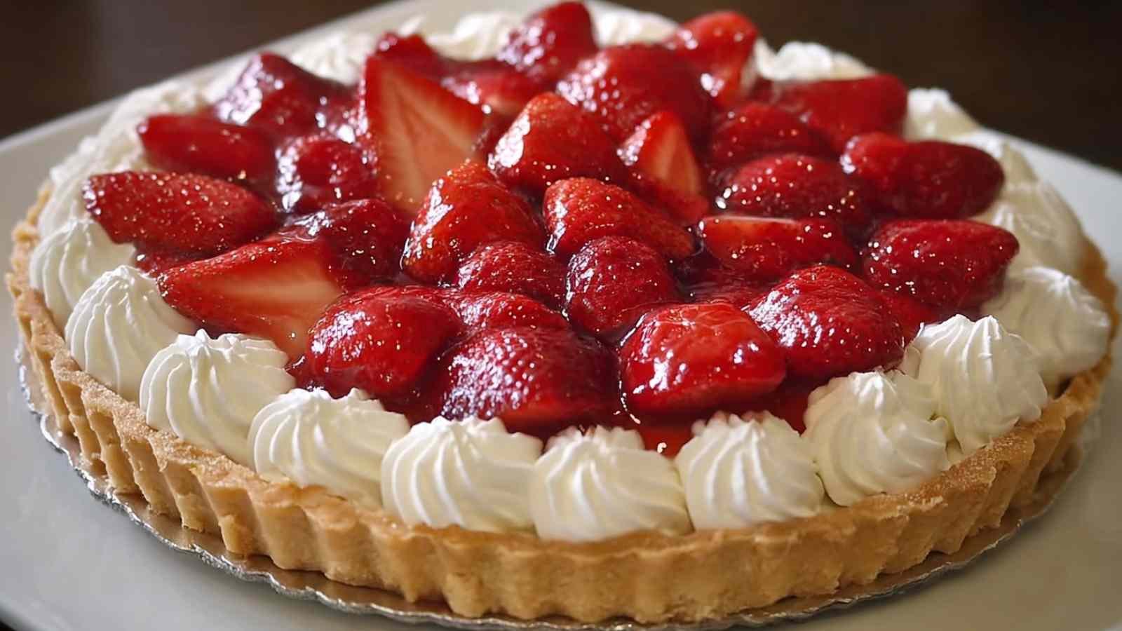 Tarte aux fraises chantilly avec pâte sablée dorée