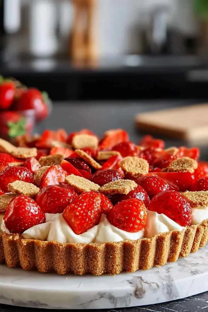 Tarte aux Fraises et aux Spéculoos sans Cuisson 2 tarte fraises speculoos sans cuisson terminee.jpg Tarte aux Fraises et aux Spéculoos sans Cuisson