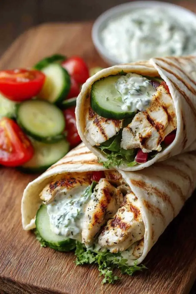 Wraps de Poulet Tzatziki 2 wraps poulet tzatziki salade concombre tomate 1 Wraps de Poulet Tzatziki