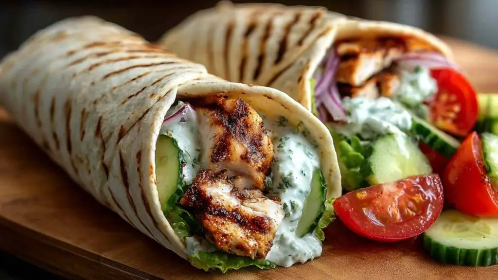Wraps de Poulet Tzatziki 1 wraps poulet tzatziki salade concombre tomate Wraps de Poulet Tzatziki