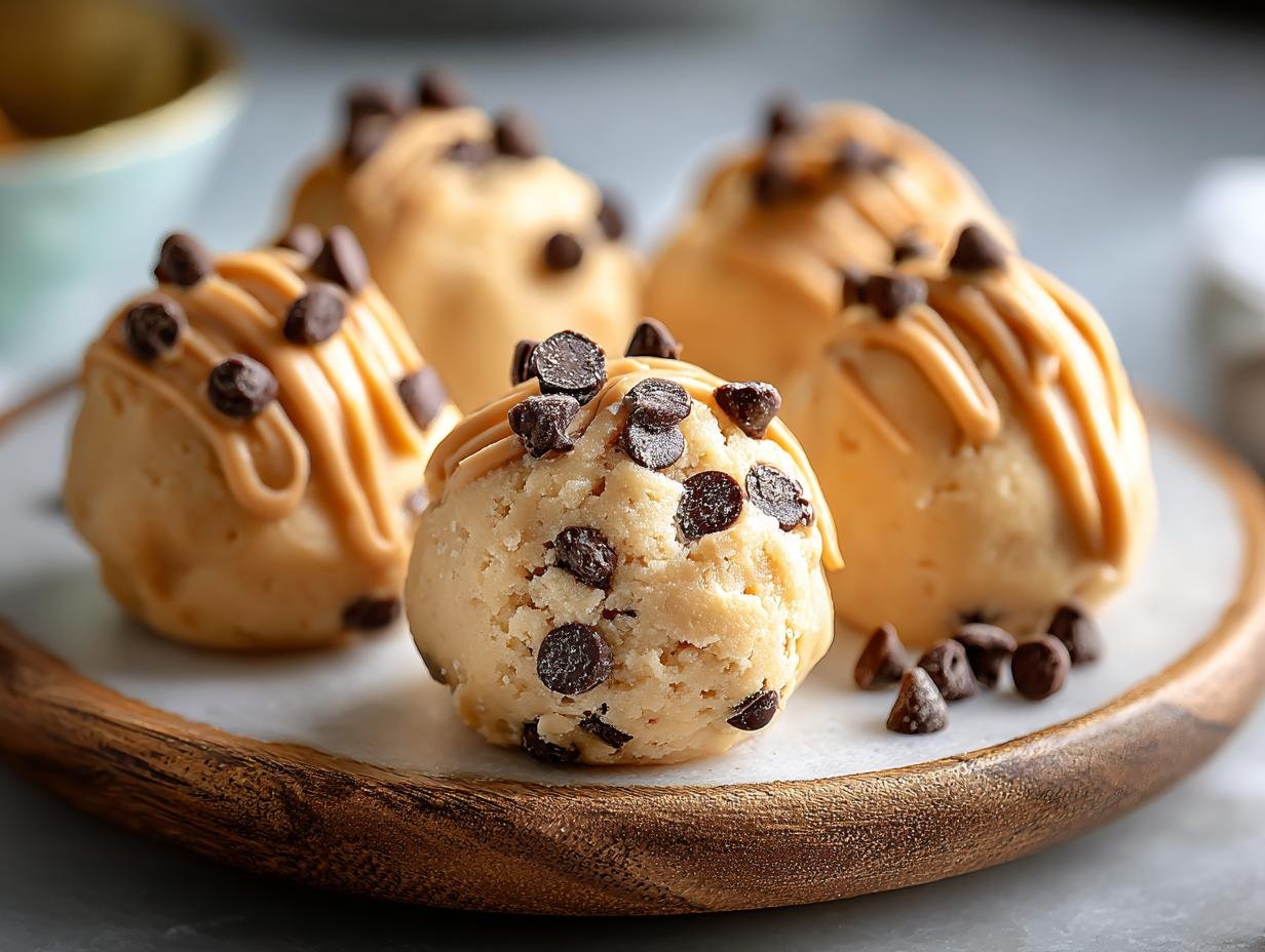 Gros plan sur des bouchées glacées au yaourt grec garnies de pépites de chocolat et d'un filet de glaçage.