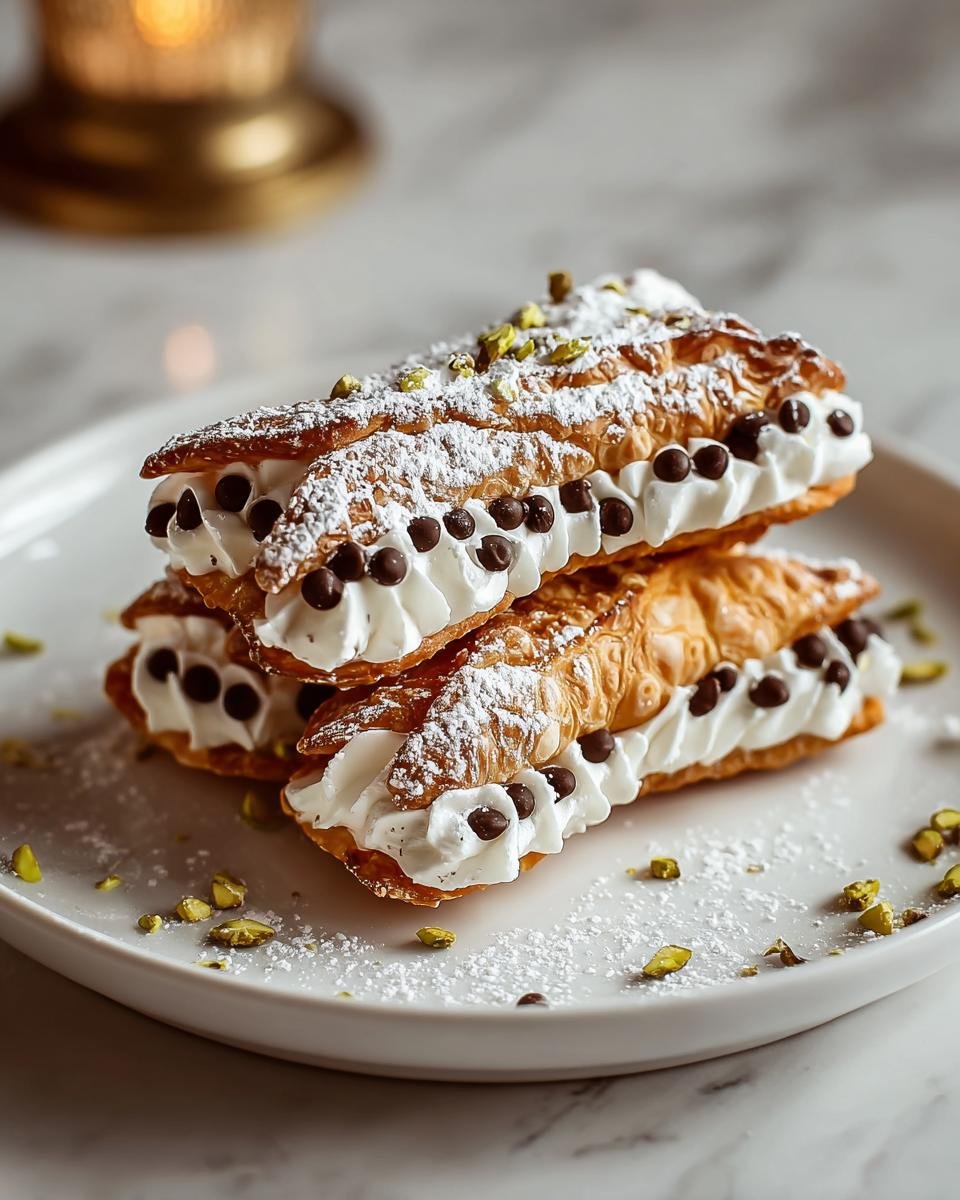 Carrés Cannoli Classiques: 30 min de bonheur 3 Deux Carrés Cannoli Classiques empilés, garnis de crème fouettée, pépites de chocolat, pistaches et saupoudrés de sucre glace.