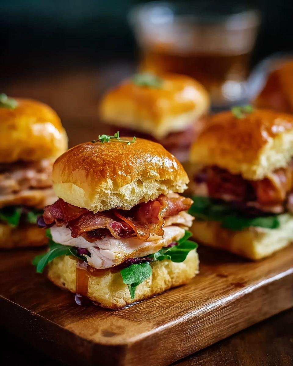 Gros plan sur des mini sandwichs au poulet et bœuf, garniture copieuse et pain brioché doré.