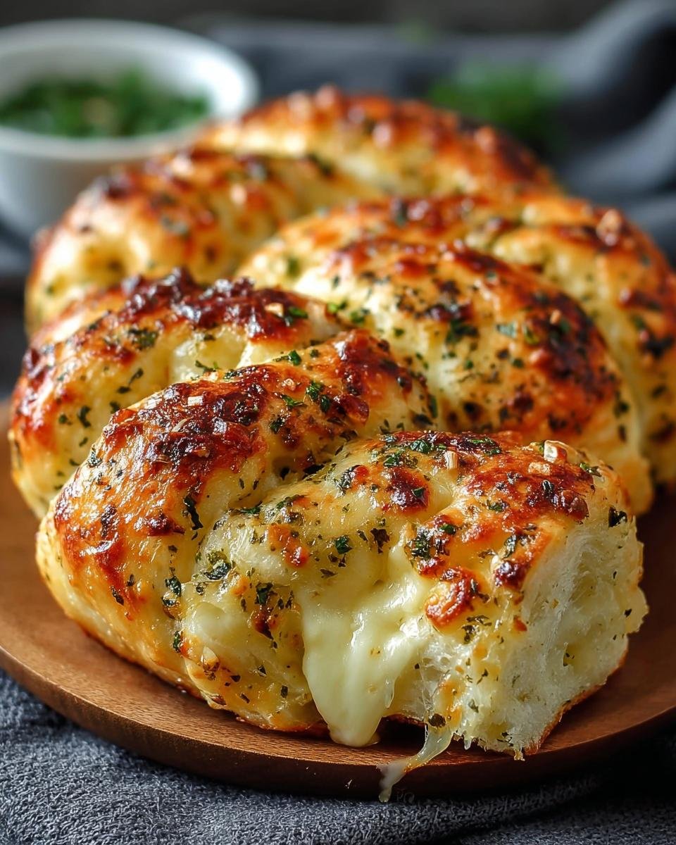 Pain aux Herbes Italiennes: 1 recette divine 3 Gros plan sur des morceaux de pain aux herbes italiennes et fromage, le fromage coulant visible.