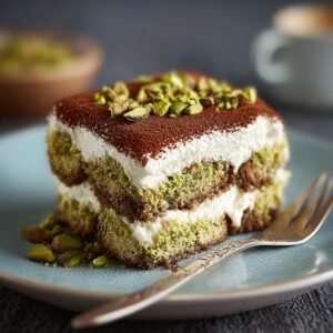 Tiramisu à la pistache : 1 délice sicilien divin 5 tiramisu pistache tranche Tiramisu à la pistache : 1 délice sicilien divin